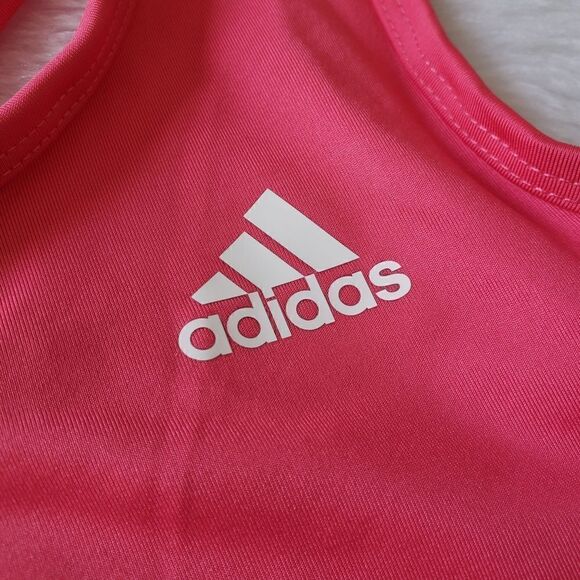 Adidas Pink Black White Sports Bra Women's Small S / Girls XL Primeknit New - Picture 2 of 6